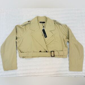 Cropped Beige Trench Jacket